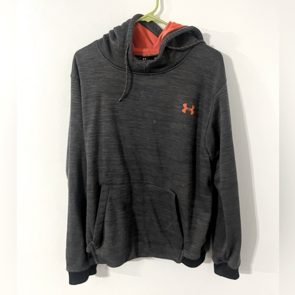 Under Armour Cold Gear - Gray & Orange - Small Pocket Logo Hoodie